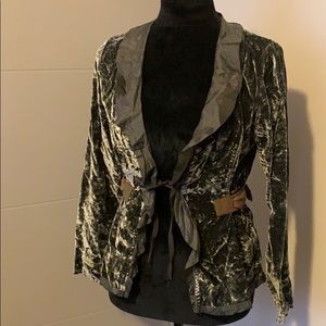 Green velvet blazer